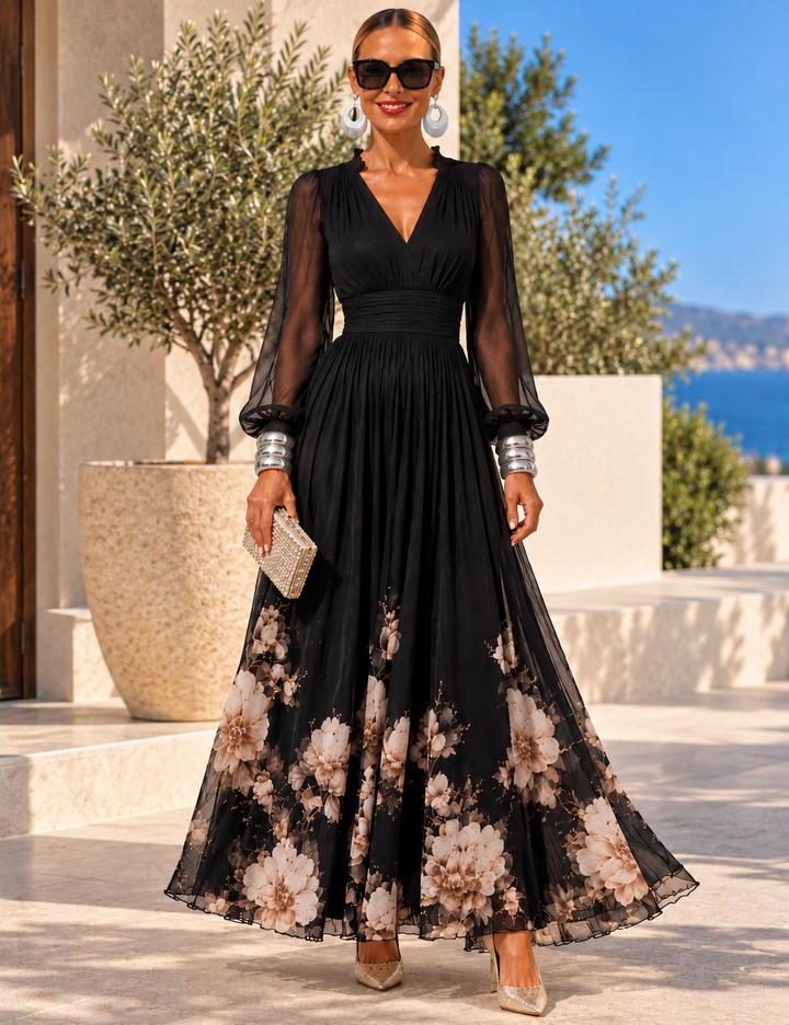 Pirelle - Waist-Defining Floral Maxi Dress