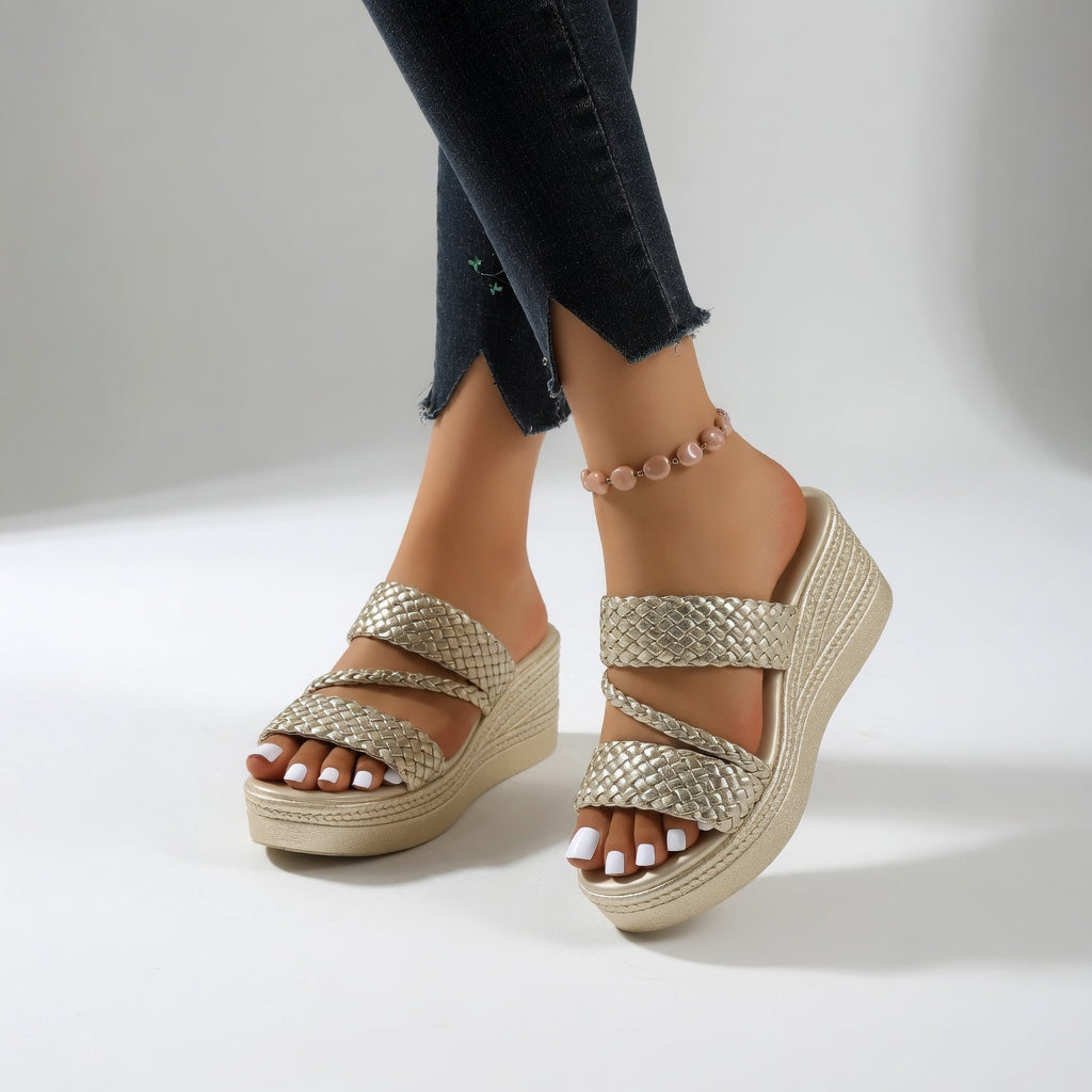Whitley - Braided Platform Slide Sandals