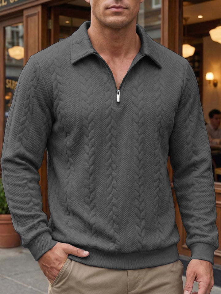 Ethan - Textured Quarter-Zip Polo