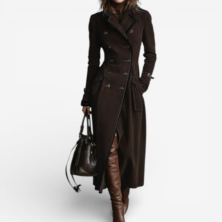 Elysira - Tailored Double-Breasted Long Coat