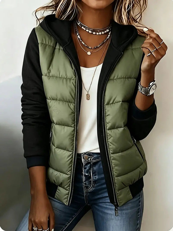 Hedda - Hooded Puffer Panel Zip Jacket