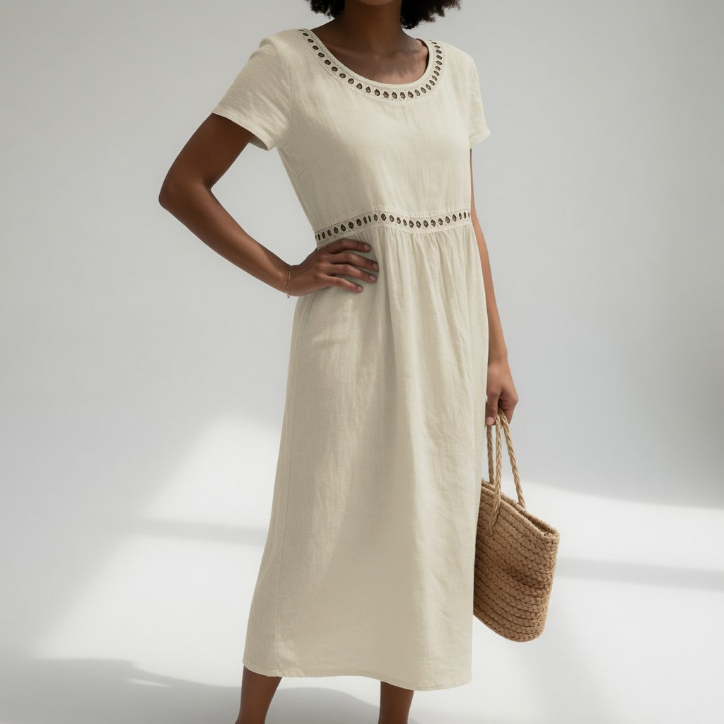Anissa - Soft-Touch Embroidered Midi Dress
