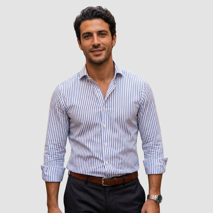 Syvon - Tailored Slim-Fit Striped Shirt