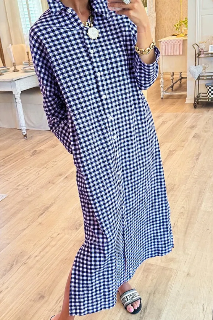 Eveloria - Premium Checked Shirt Dress