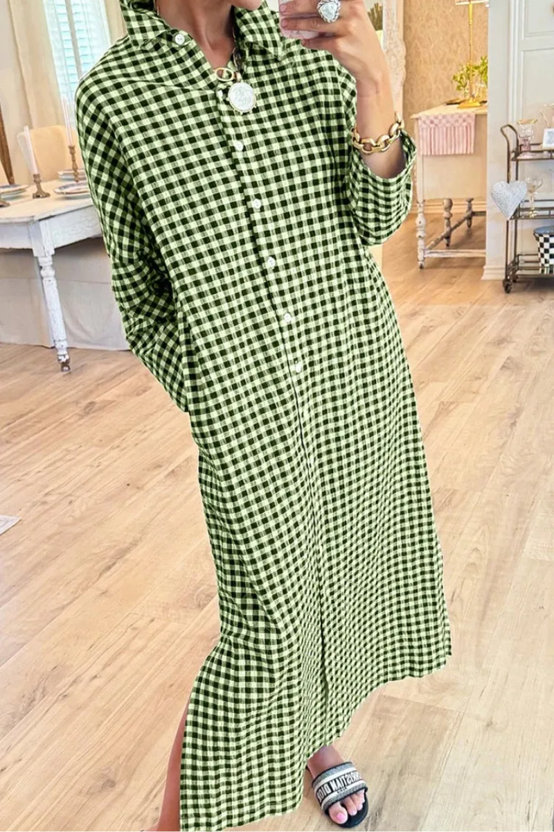Eveloria - Premium Checked Shirt Dress