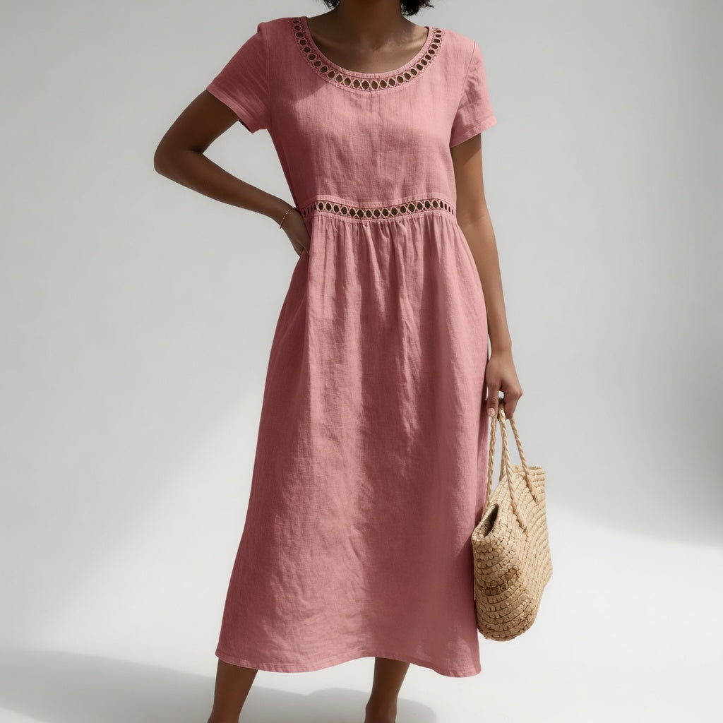 Anissa - Soft-Touch Embroidered Midi Dress