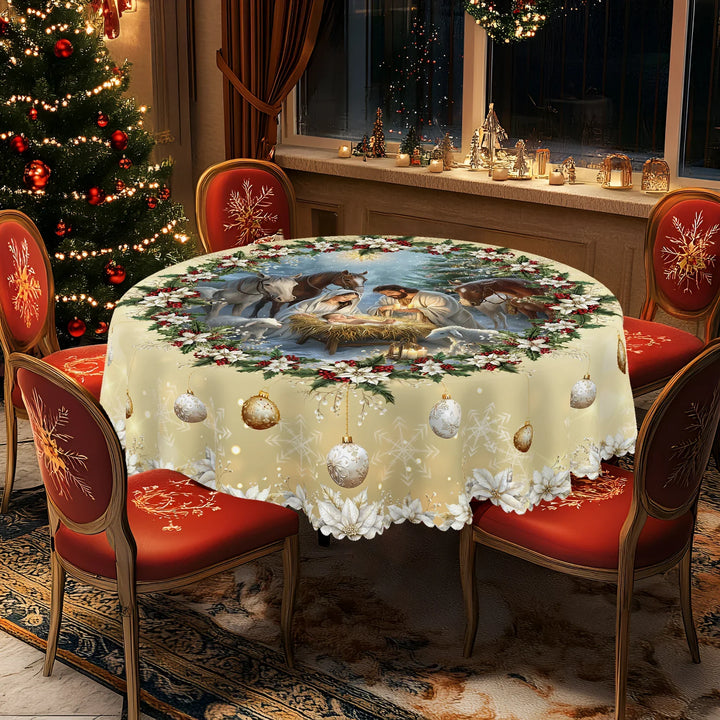 Aurynne - Festive Nativity Tablecloth