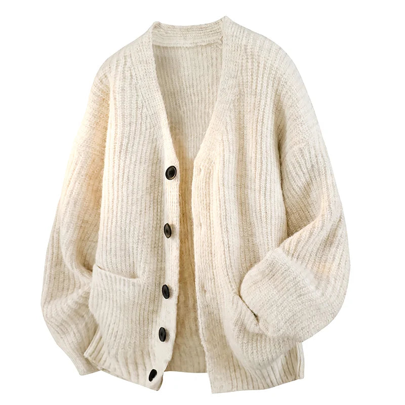 Galienne - Soft-Touch Oversized V-Neck Cardigan