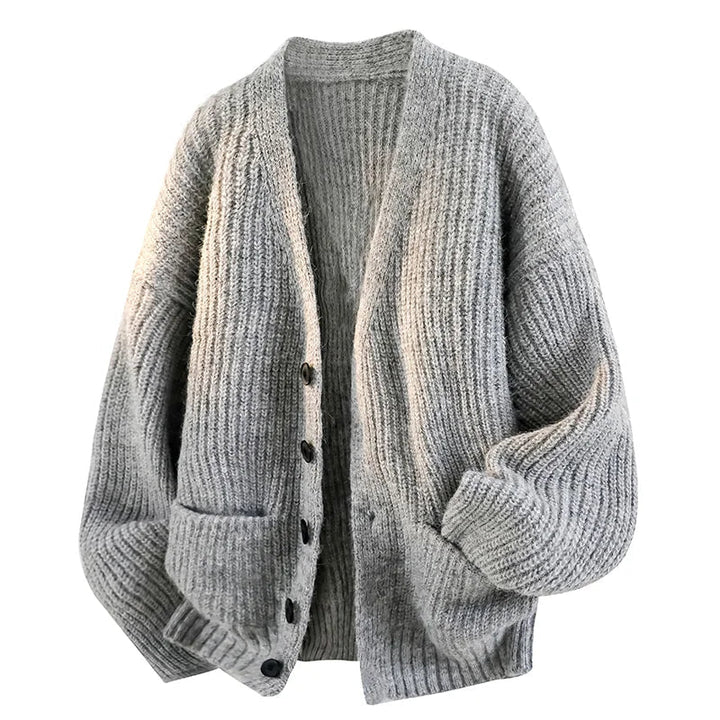 Galienne - Soft-Touch Oversized V-Neck Cardigan