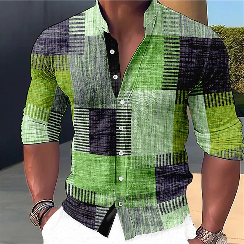 Finn - Tailored Geometric Mandarin-Collar Shirt