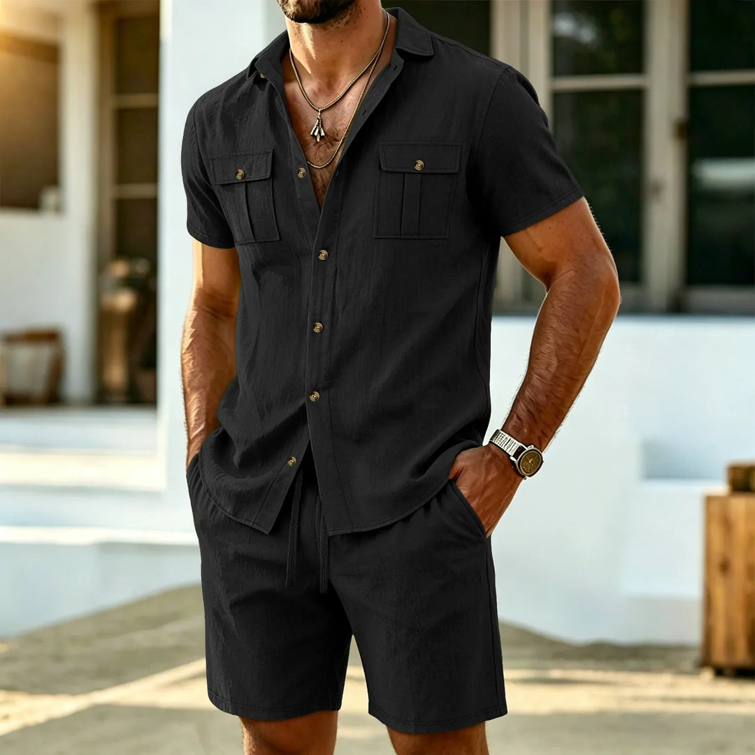 Baird - Linen Blend Shirt And Shorts Set
