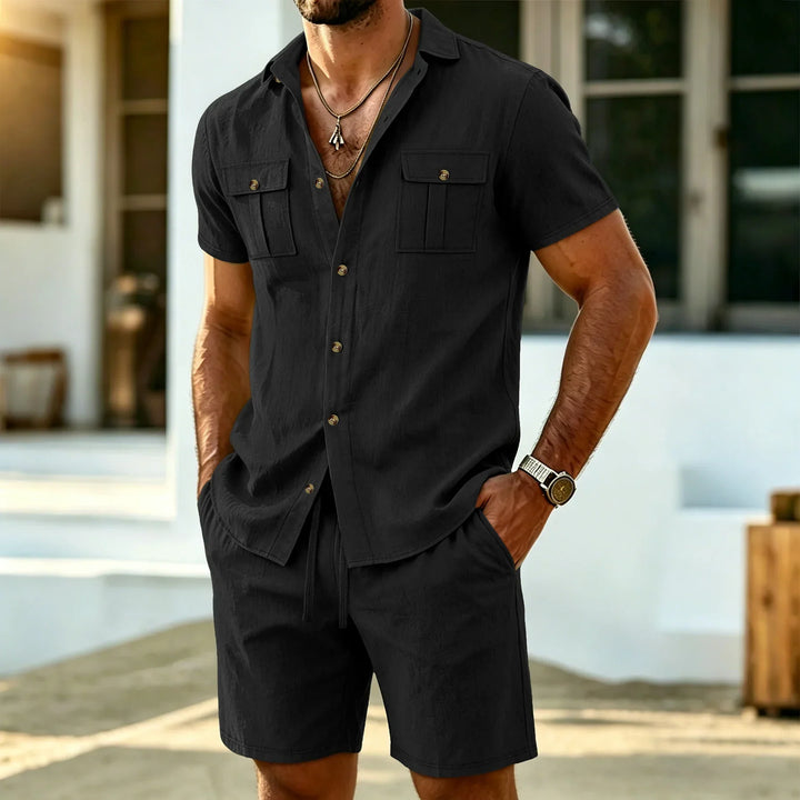 Baird - Linen Blend Shirt And Shorts Set