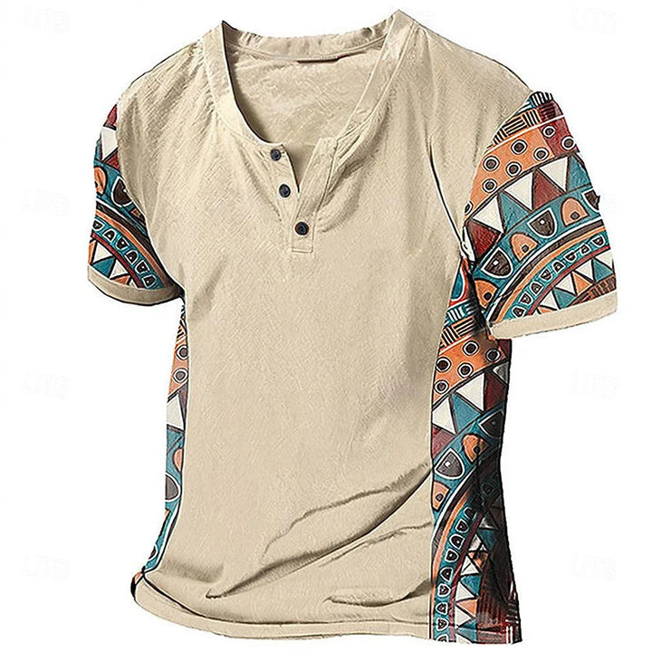 Zachary - Vintage-Inspired Tribal Henley Shirt