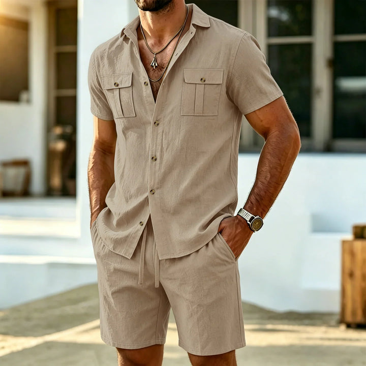 Baird - Linen Blend Shirt And Shorts Set