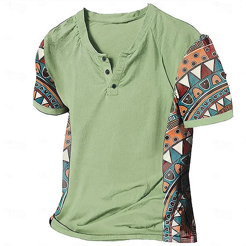 Zachary - Vintage-Inspired Tribal Henley Shirt