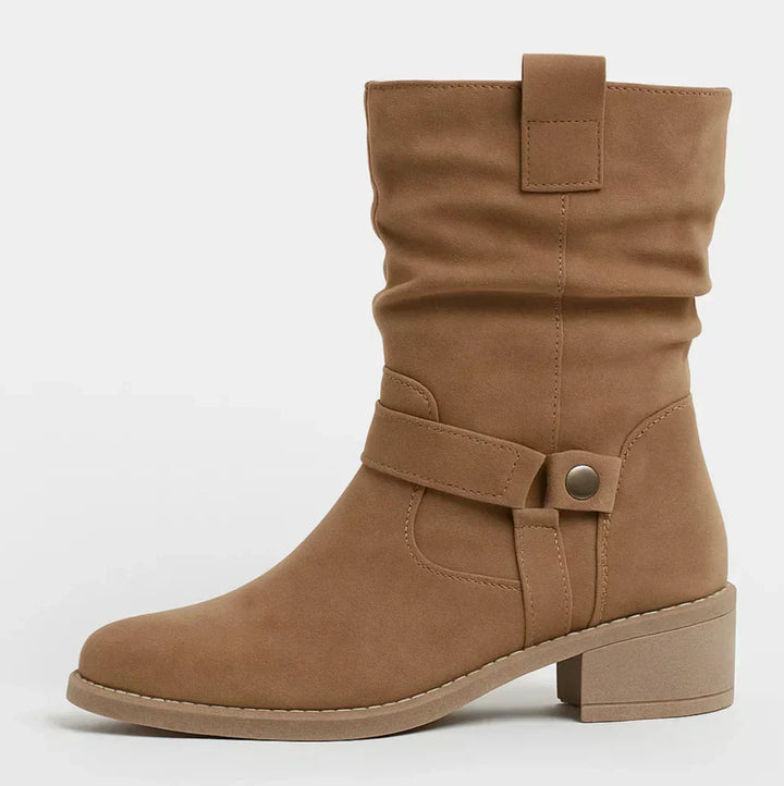 Calluna - Soft-Touch Block-Heel Mid-Calf Boots