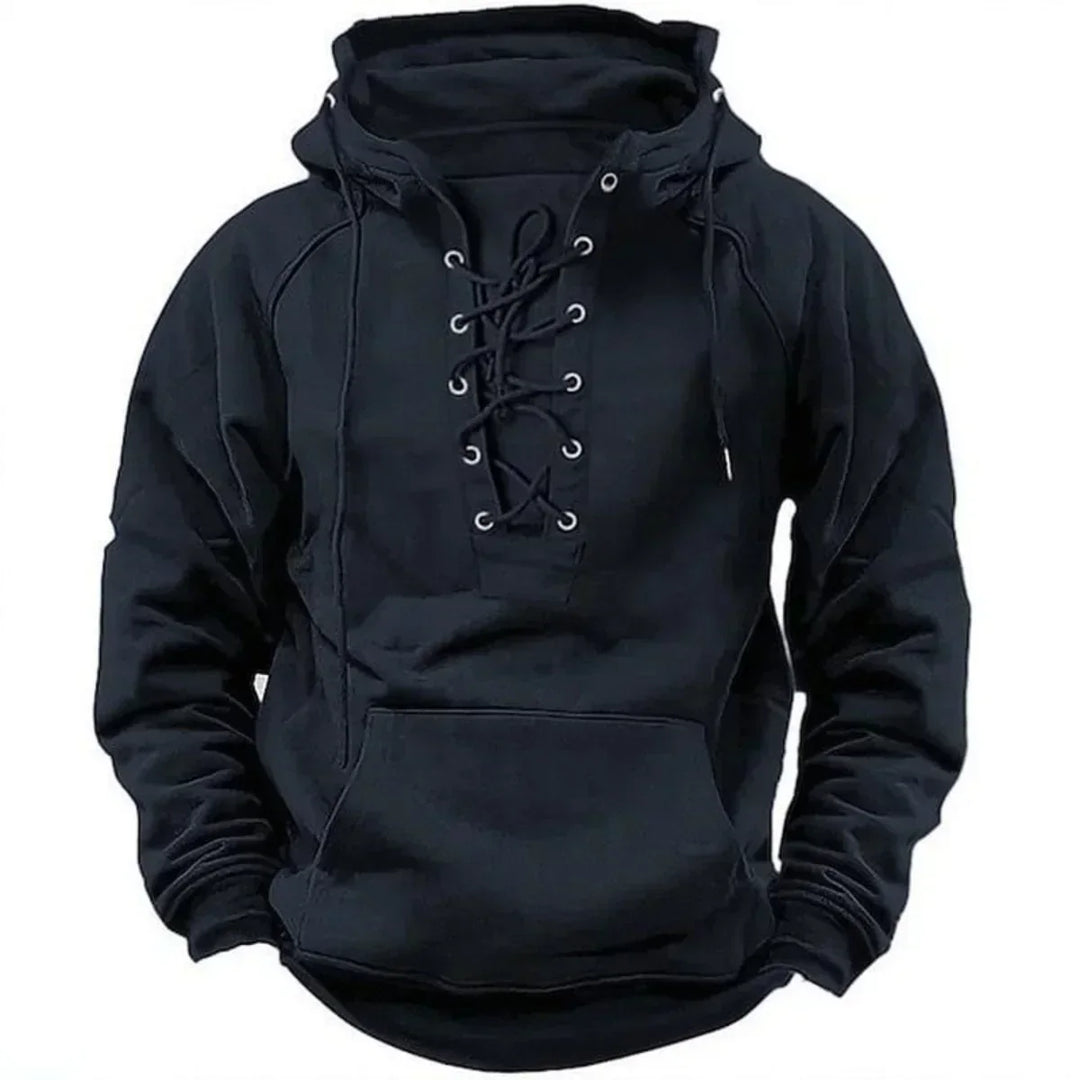 Damon - Soft-Touch Lace-Up Hoodie