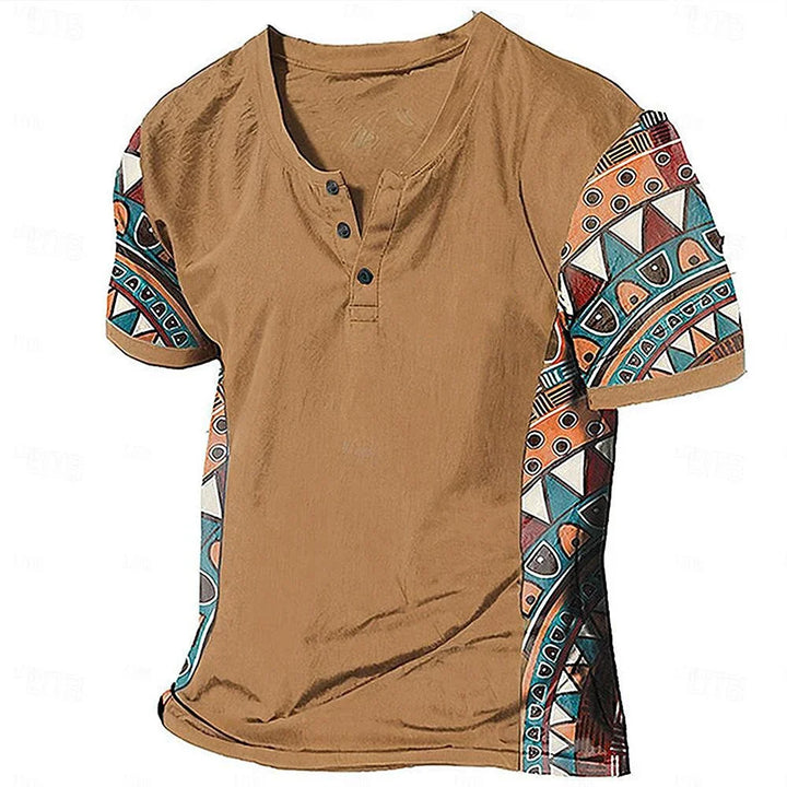 Zachary - Vintage-Inspired Tribal Henley Shirt