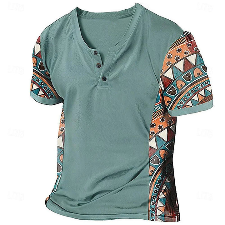 Zachary - Vintage-Inspired Tribal Henley Shirt