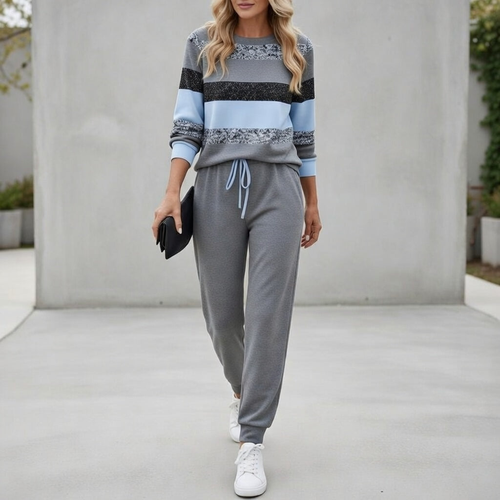 Fabiola - Soft-Touch Striped Lounge Set