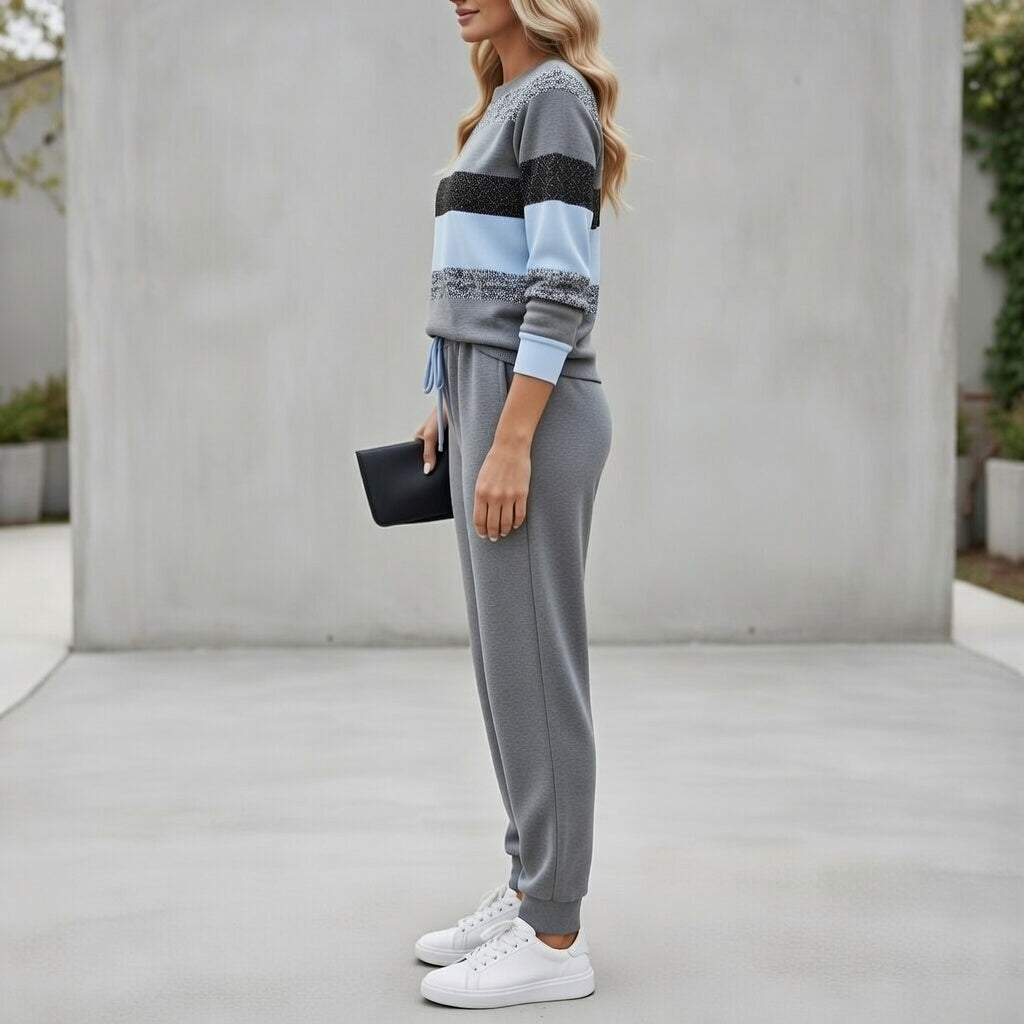 Fabiola - Soft-Touch Striped Lounge Set