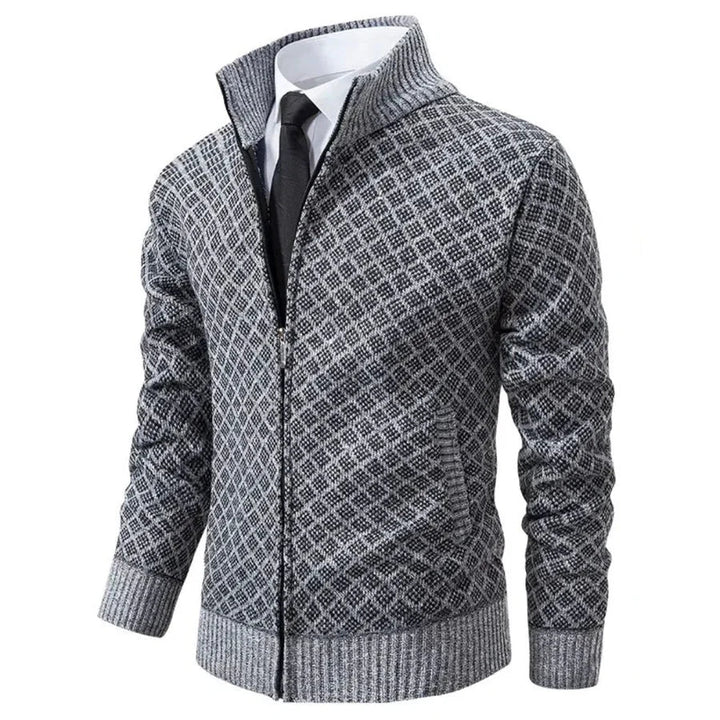 Aris - Patterned Zip Front Cardigan