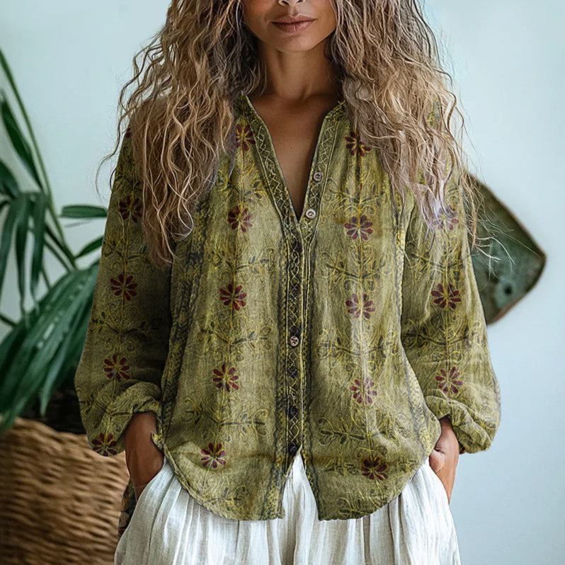Lurellea - Soft-Touch Leaf-Print Blouse