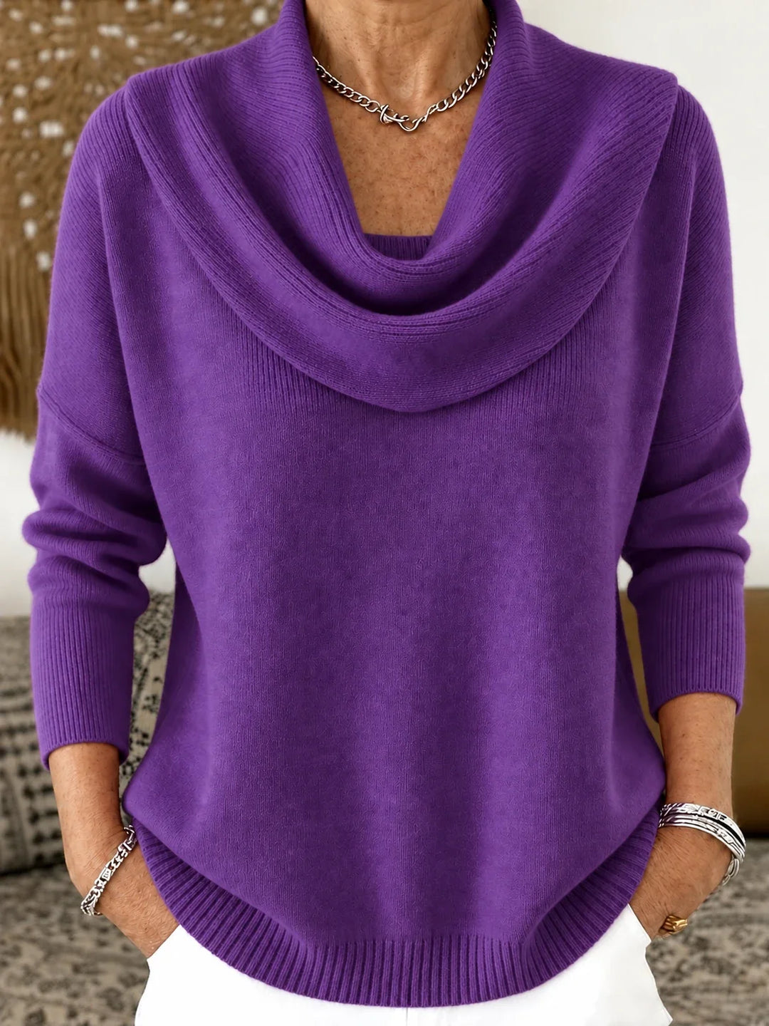 Esti - Soft-Touch Draped-Neck Jumper