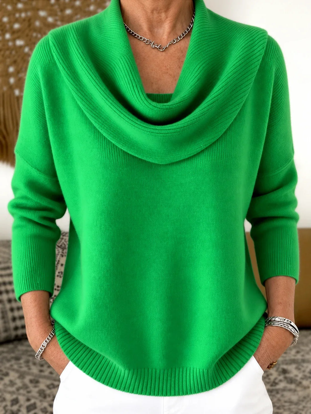 Esti - Soft-Touch Draped-Neck Jumper