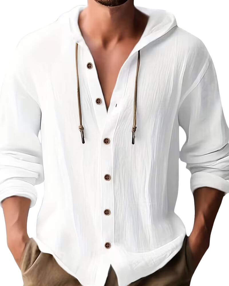 Fraser - Soft-Touch Hooded Henley T-Shirt