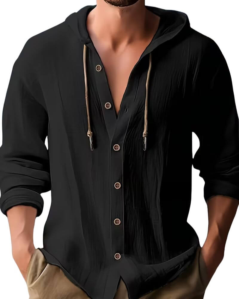 Fraser - Soft-Touch Hooded Henley T-Shirt