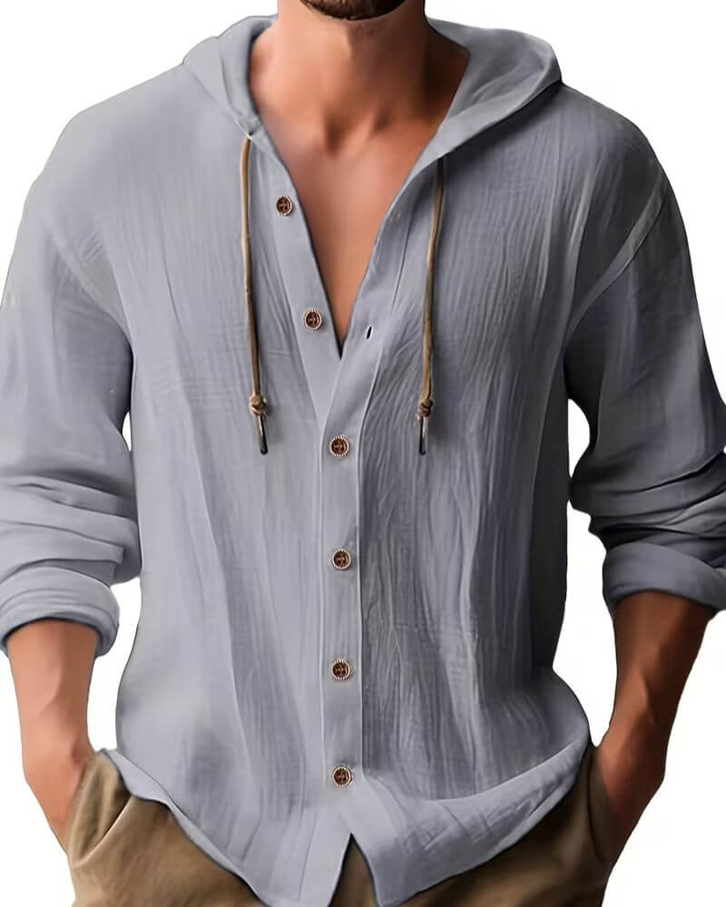 Fraser - Soft-Touch Hooded Henley T-Shirt