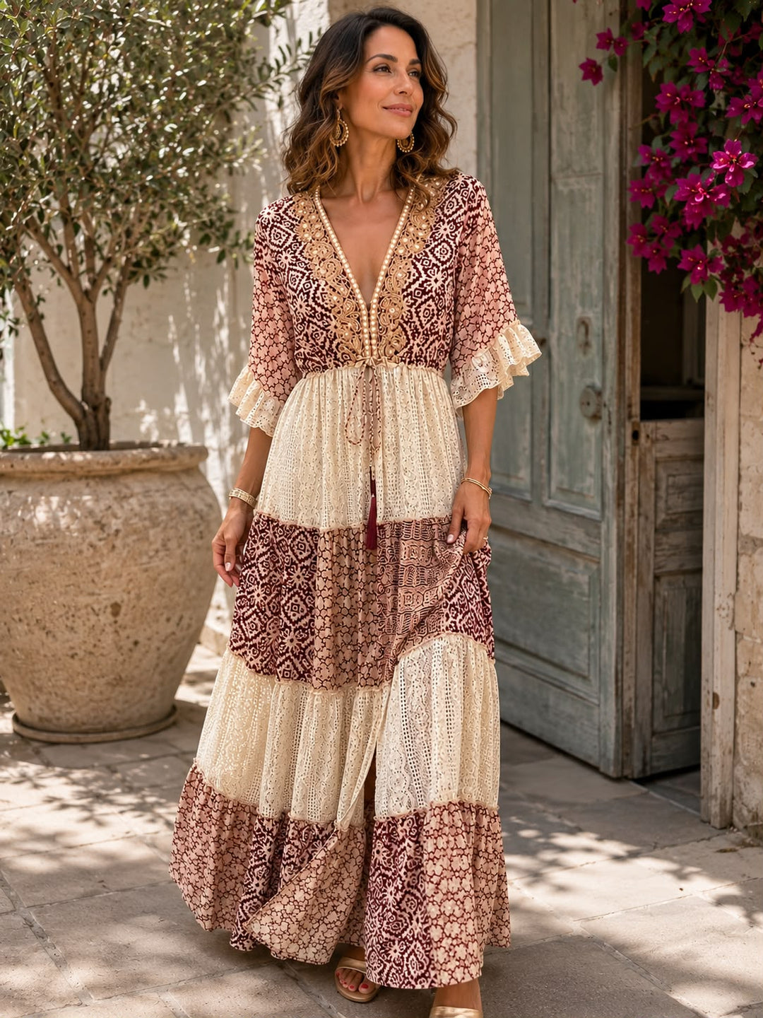 Faustine - Soft-Touch Lace Maxi Dress
