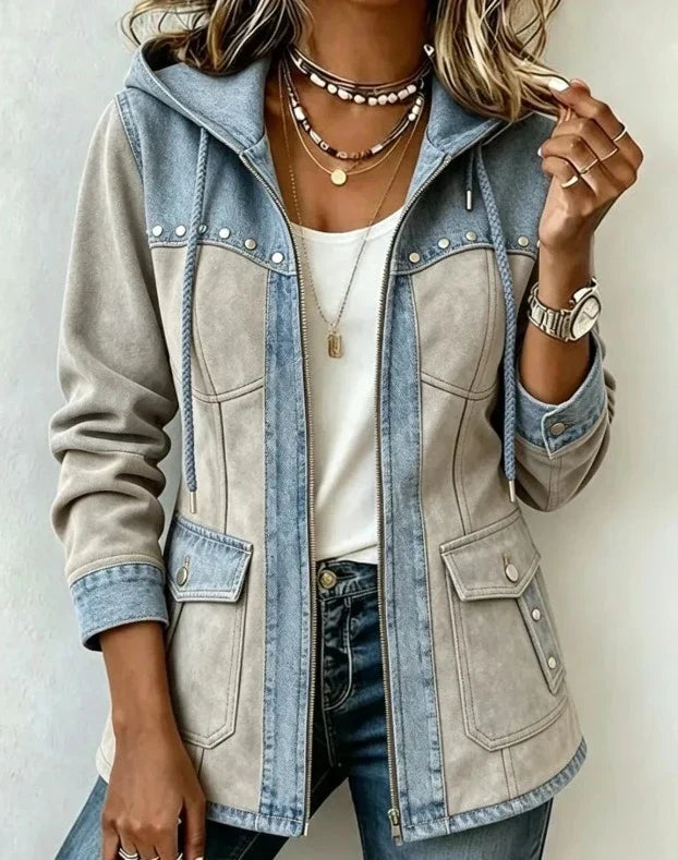 Keeley - Contrast-Panel Hooded Jacket