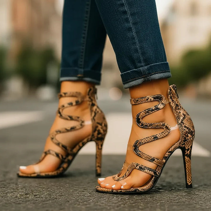 Naliera - Textured Wrap-Around Stiletto Sandals