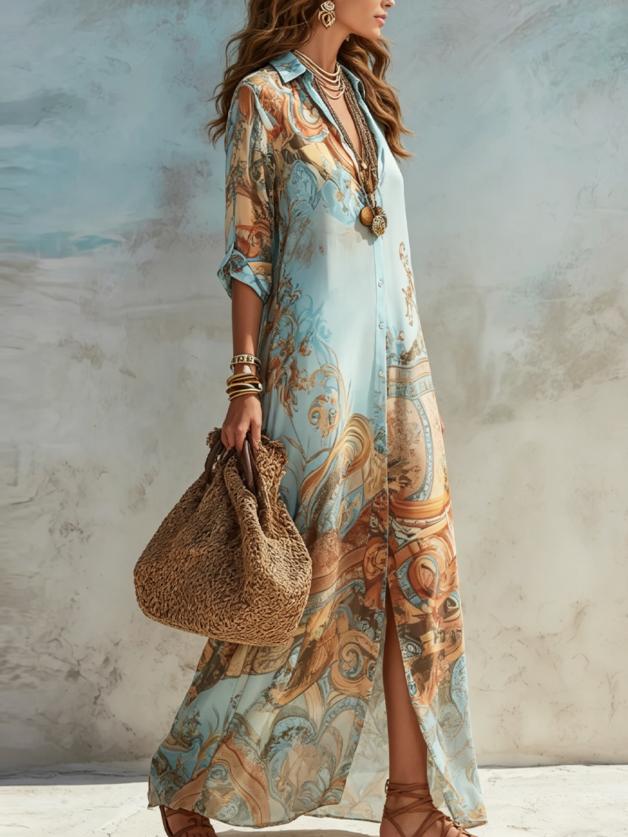 Amorette - Breezy Maxi Shirt Dress