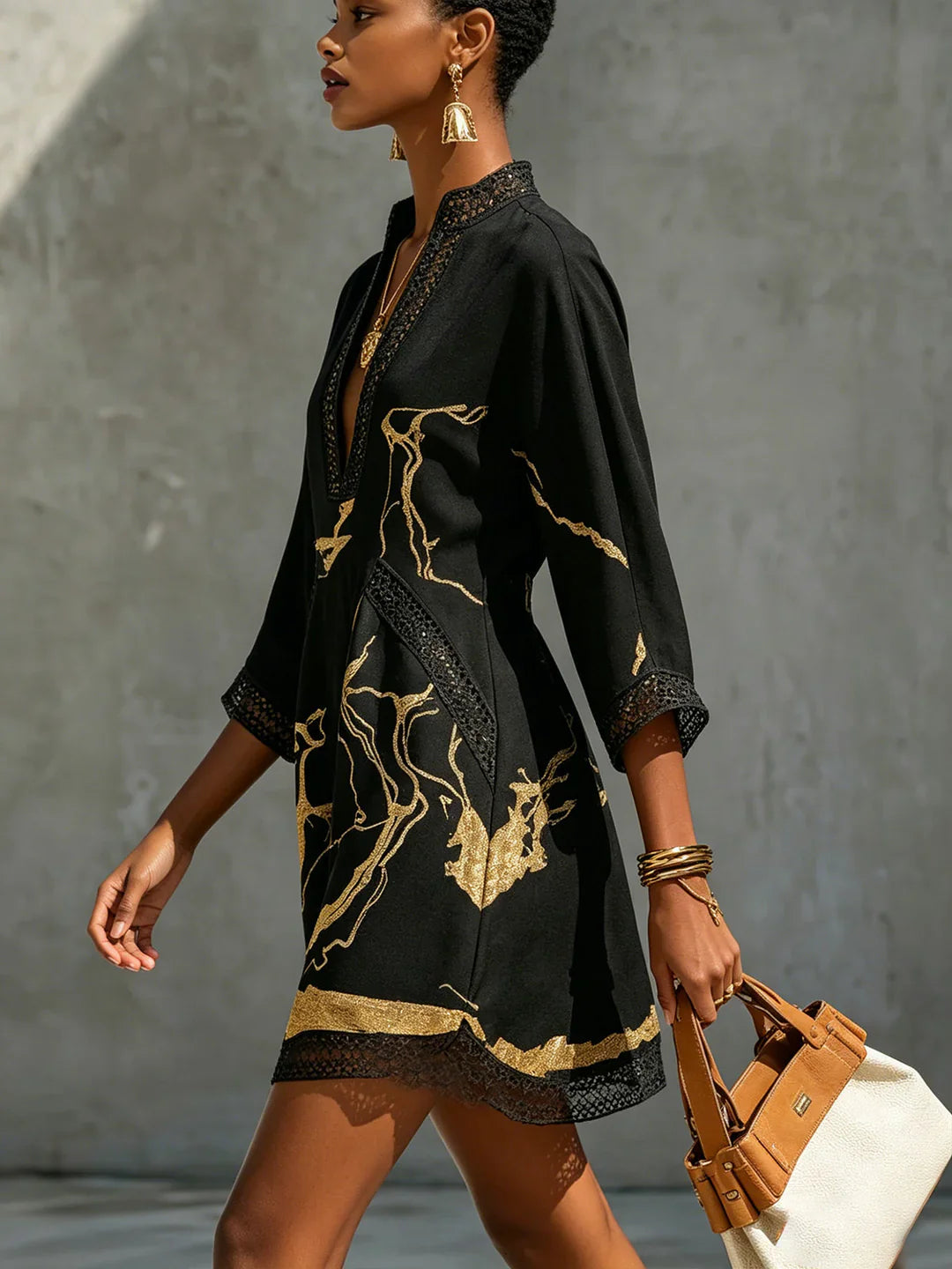 Sidonia - Luxe Marble-Print A-Line Dress