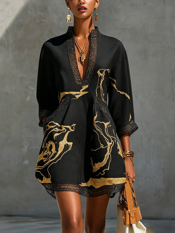 Sidonia - Luxe Marble-Print A-Line Dress