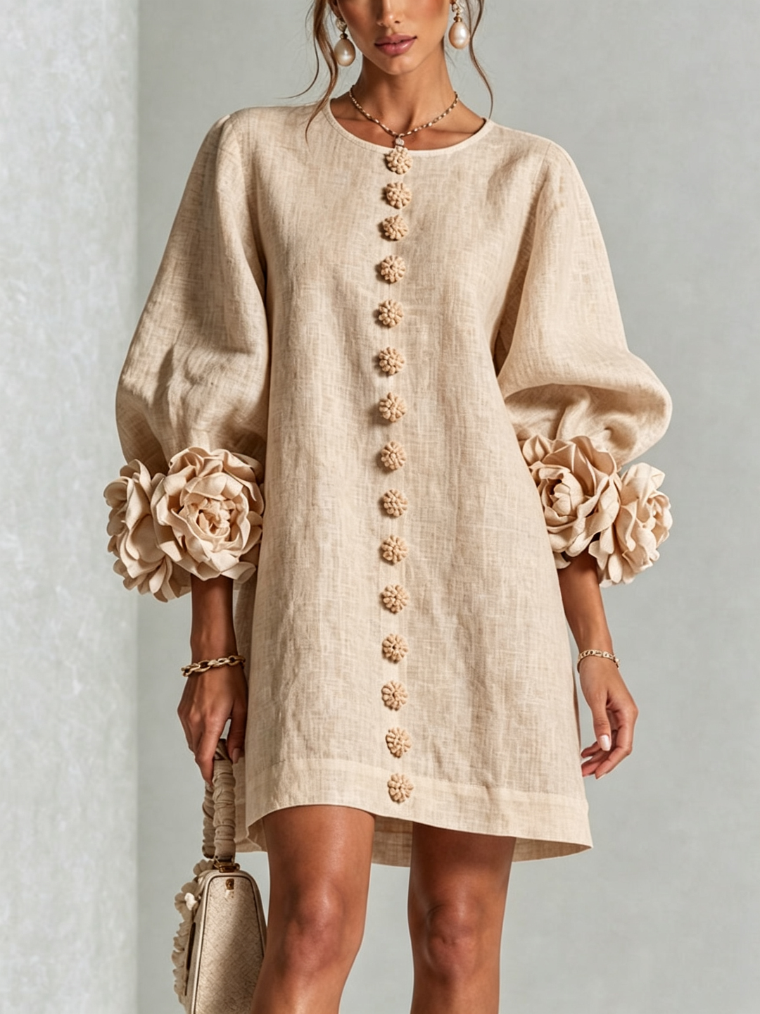 Elovienne - Textured Linen Mini Dress
