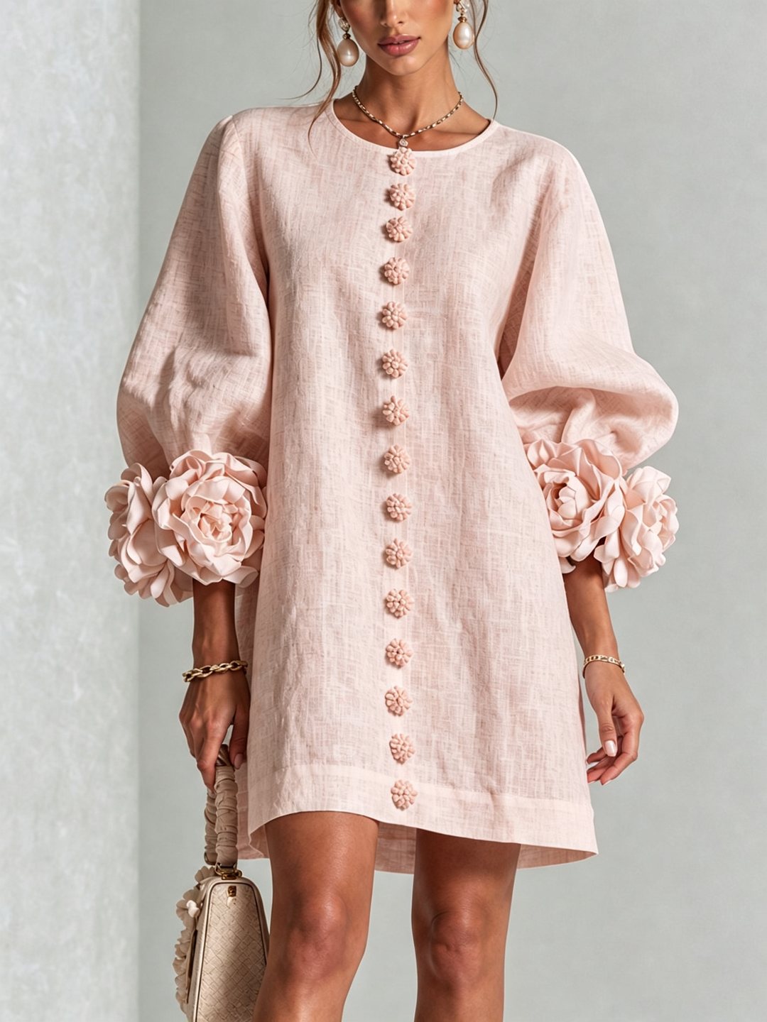 Elovienne - Textured Linen Mini Dress