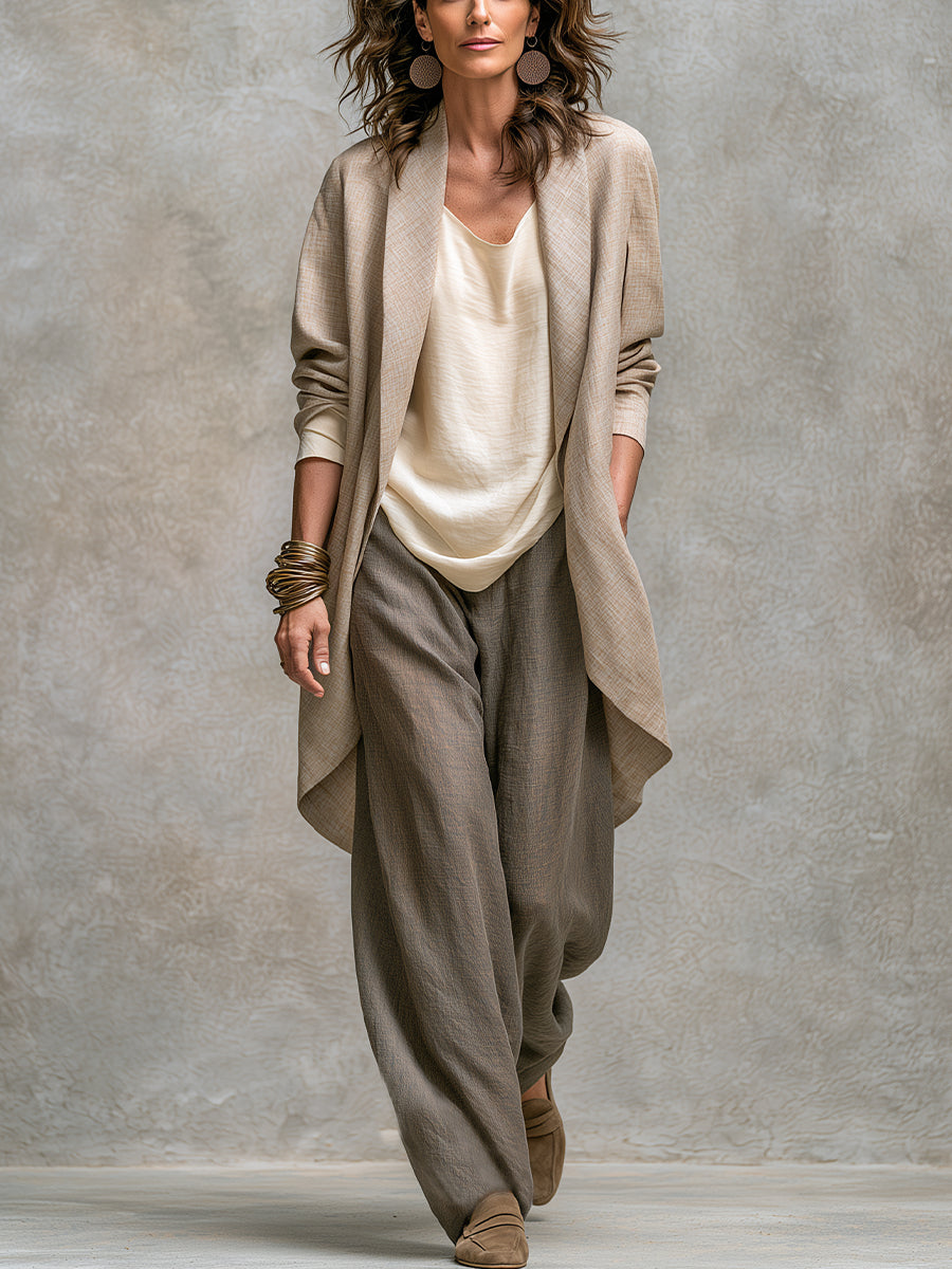 Isolenne - Premium Three-Piece Wide-Leg Pantsuit Set