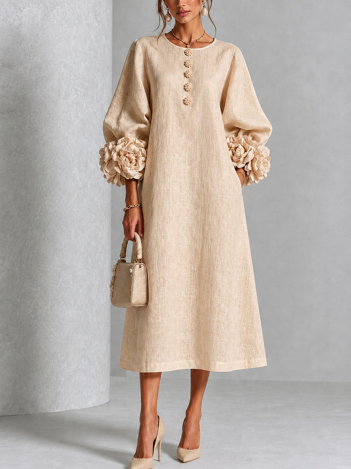 Estelora - Sculptural Floral Midi Dress