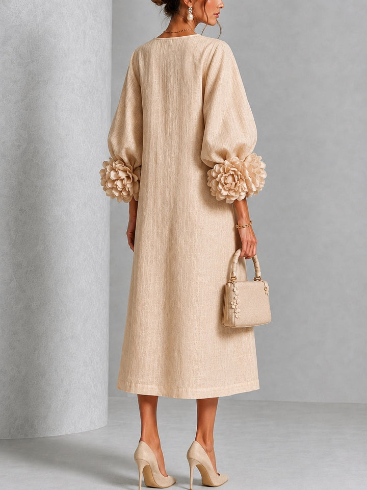 Estelora - Sculptural Floral Midi Dress