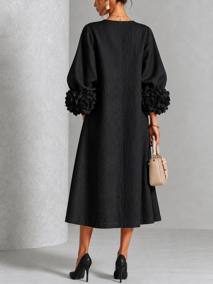 Estelora - Sculptural Floral Midi Dress