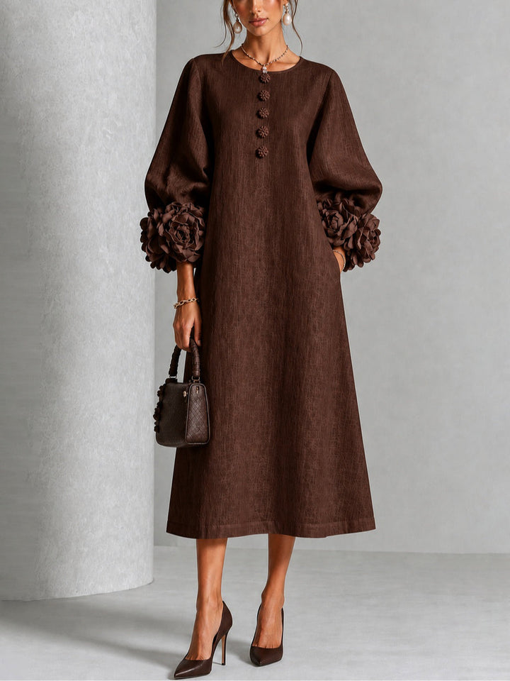 Estelora - Sculptural Floral Midi Dress