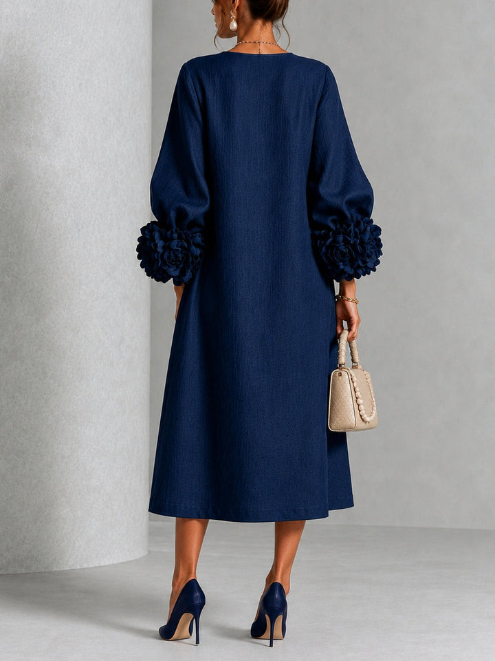 Estelora - Sculptural Floral Midi Dress