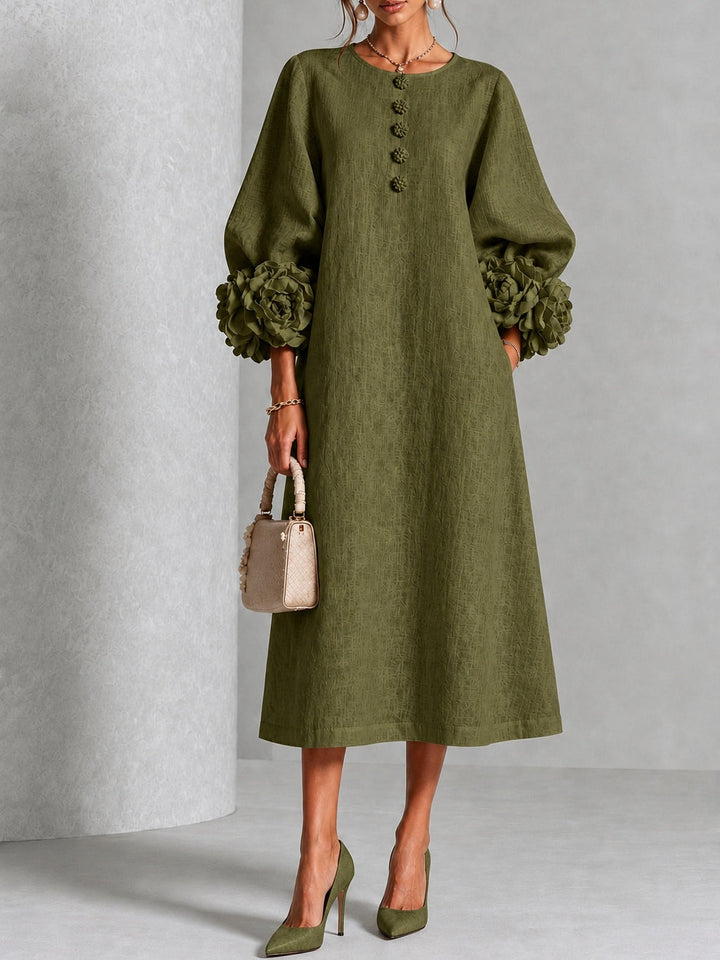 Estelora - Sculptural Floral Midi Dress