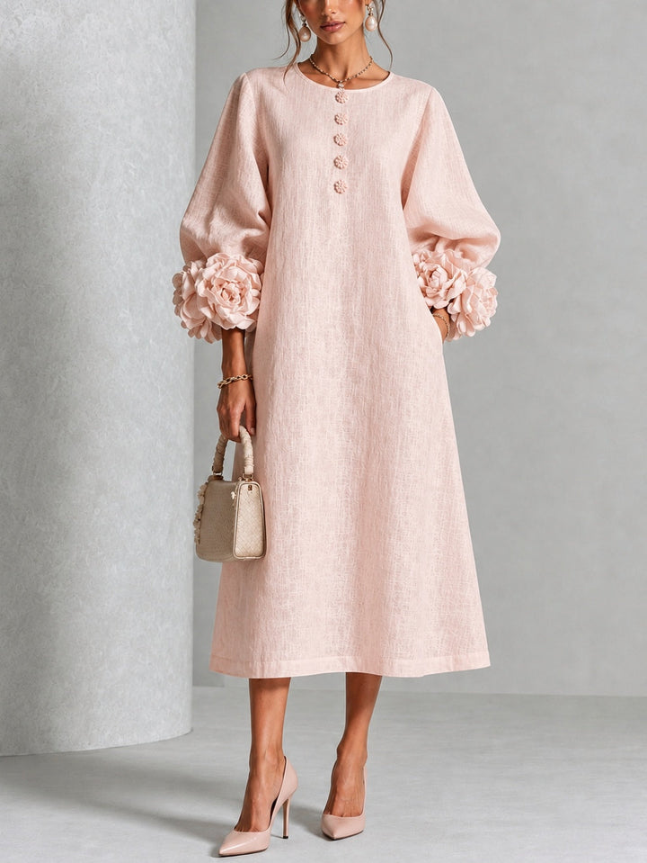 Estelora - Sculptural Floral Midi Dress