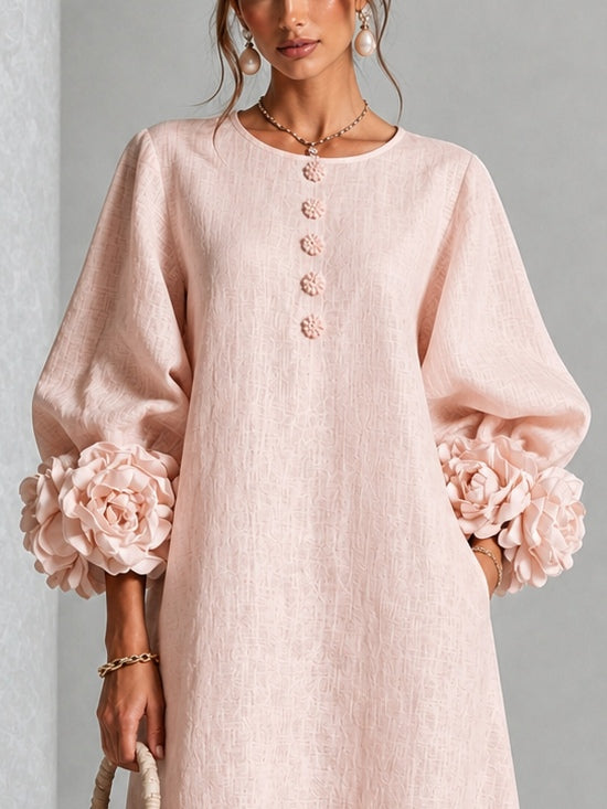 Estelora - Sculptural Floral Midi Dress