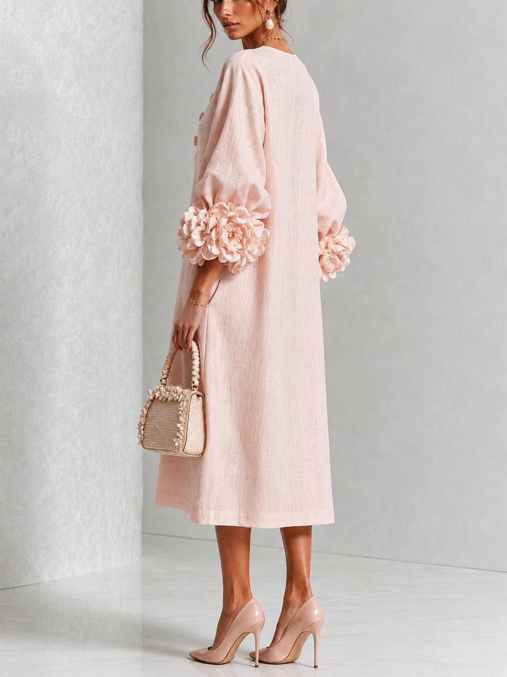 Estelora - Sculptural Floral Midi Dress